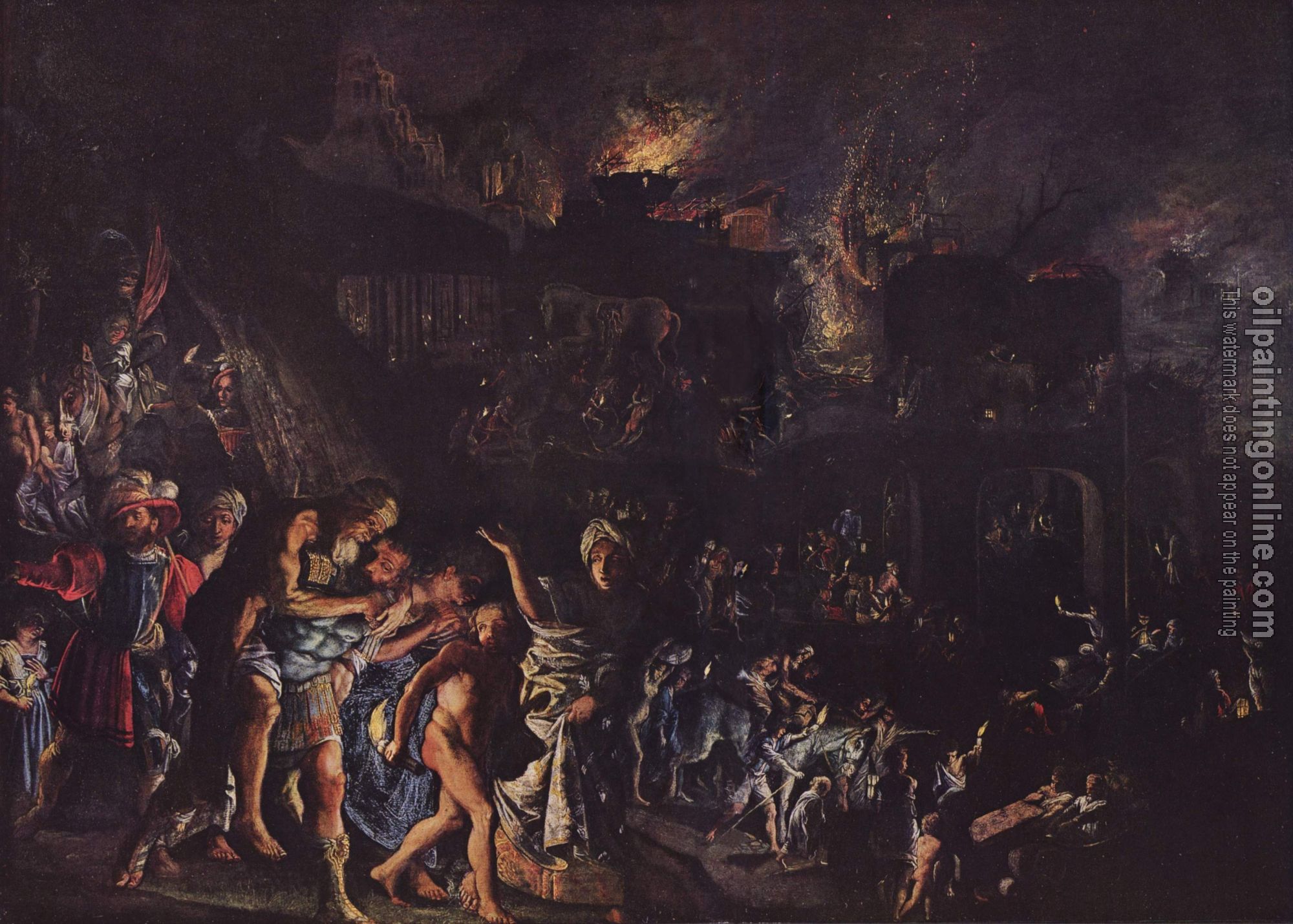 Adam Elsheimer - The burning of Troy